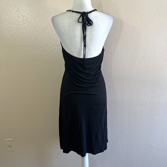 Passport Vintage 90s Black Beaded Halter Dress - Picture 4 of 5